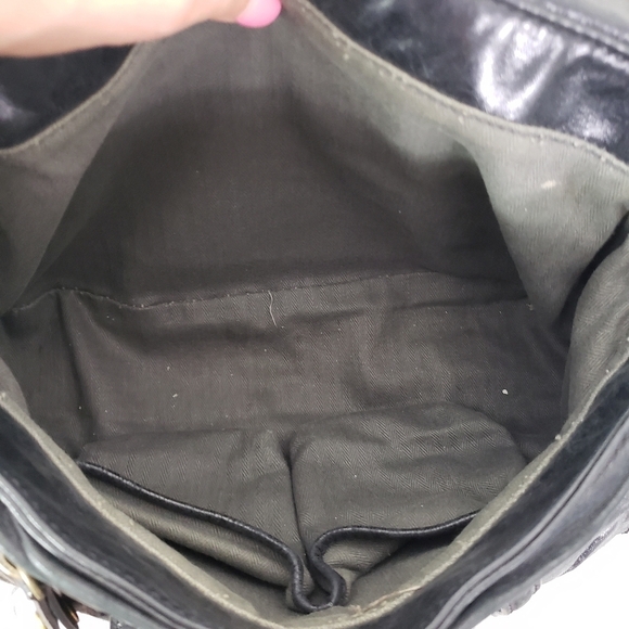 Olivia Harris black leather satchel bag multiple compartment - Picture 12 of 13